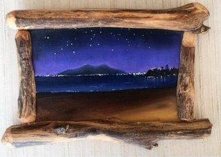Cuadro Pequeño Óleo Paisaje Nocturno