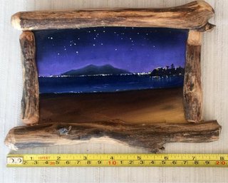 Cuadro Pequeño Óleo Paisaje Nocturno