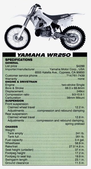Yamaha wr250z 1993