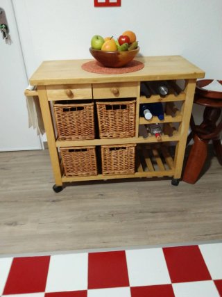 Mueble auxiliar cocina madera con ruedas