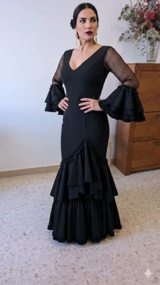 Traje Flamenca Negro TODAS LAS TALLAS