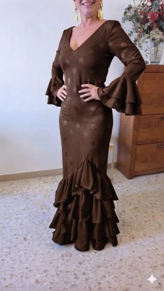 Traje de Flamenca Marrón Lunares TODAS LAS TALLAS