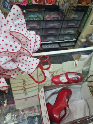 Traje Flamenca Niña Lunares Rojo y Blanco