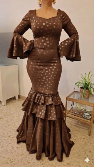 Traje de Flamenca Marrón Lunares TODAS LAS TALLAS