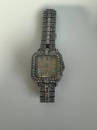 Reloj Cartier Santos con brillantes aftermarket