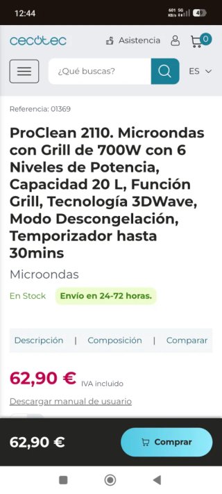 Microondas Cecotec Proclean