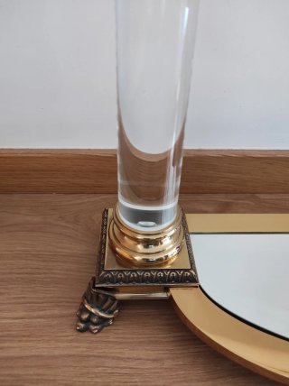 Consola recibidor cristal y metal dorado