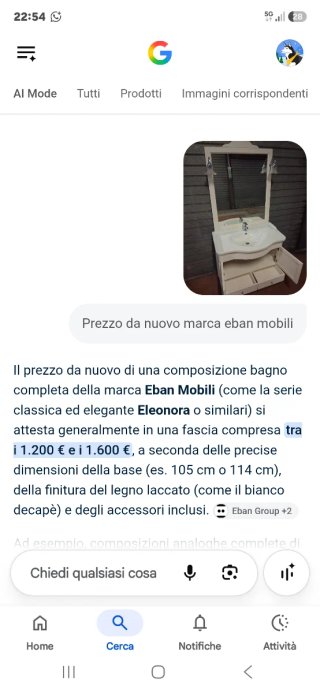 Mobile bagno completo con specchio e rubinetto