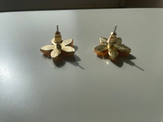 Pendientes flor naranja esmaltada