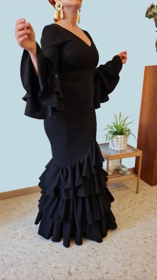 Traje Flamenca Negro TODAS LAS TALLAS