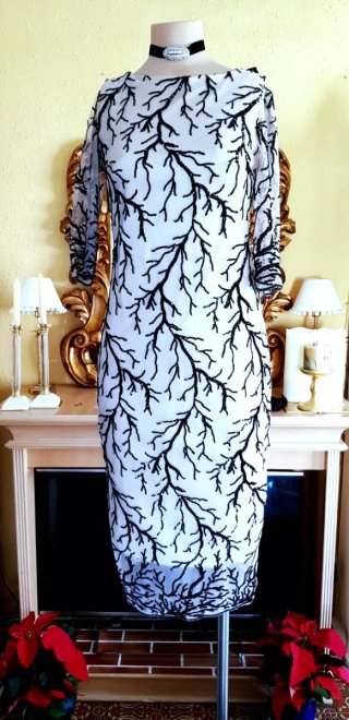 Vestido fiesta/eventos especial blanco y negro