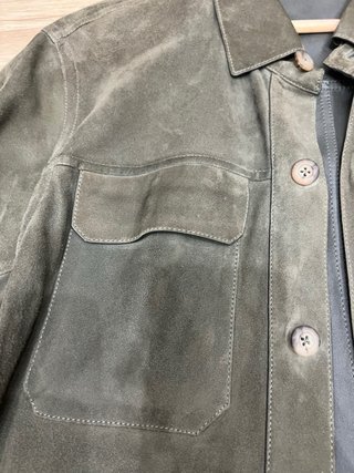 Cazadora Ante Hombre Massimo Dutti Verde Oliva