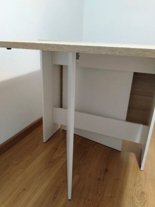 Mesa abatible madera y blanco