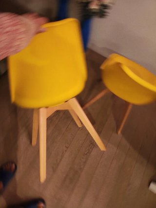 Juego de 2 Sillas Amarillas Patas Madera