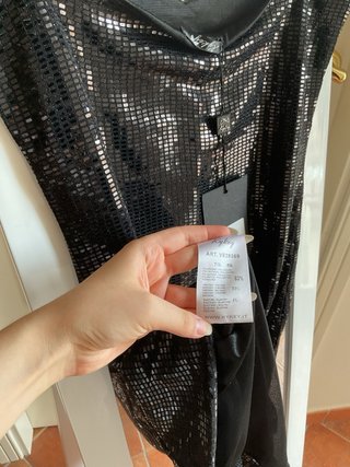 Vestito Corto Aderente Nero con Pailletes Taglia S