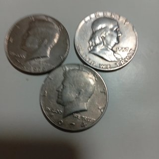 Lote 3 Monedas Medios Dólares Plata
