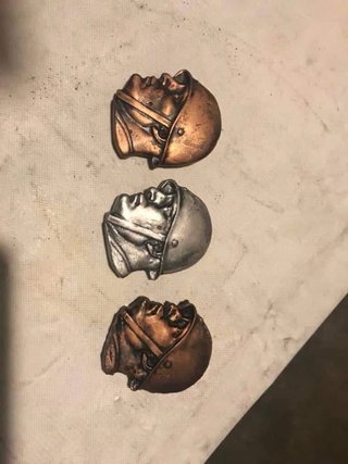3 Medaglie Militari Testa Elmetto Bronzo Argento
