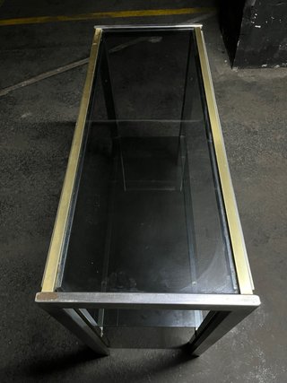 Consola recibidor doble balda de metal y cristal