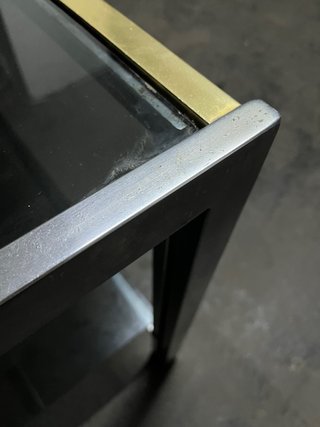 Consola recibidor doble balda de metal y cristal