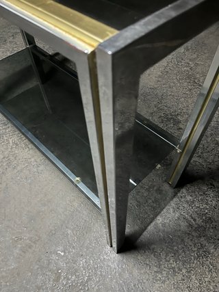 Consola recibidor doble balda de metal y cristal