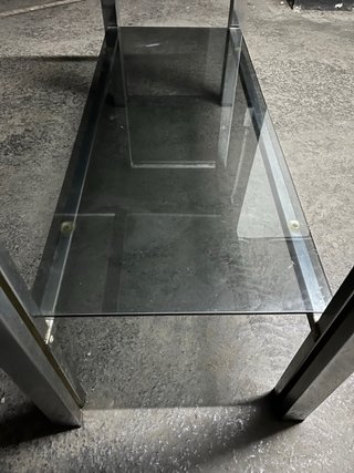 Consola recibidor doble balda de metal y cristal