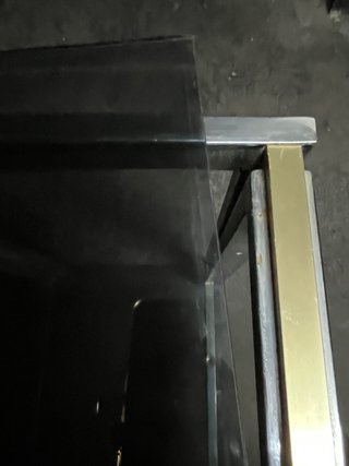 Consola recibidor doble balda de metal y cristal