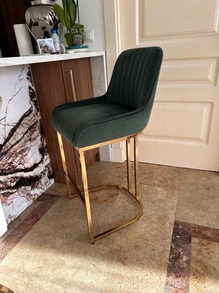 Sillas Altas Terciopelo Verde y Oro