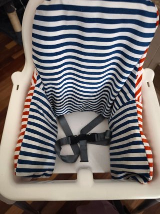Trona bebé rayas blancas y azules