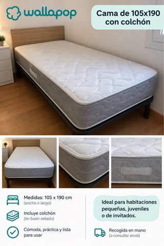 Cama 105x190 con colchón
