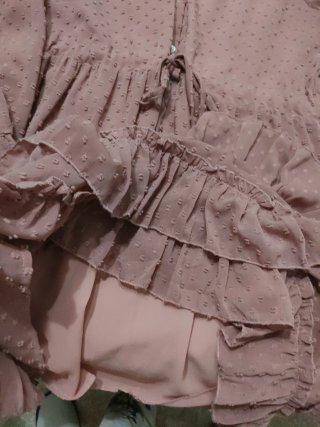 Abito rosa malva con rouches