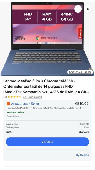 Portátil Lenovo IdeaPad Slim 3 Chromebook 14 FHD