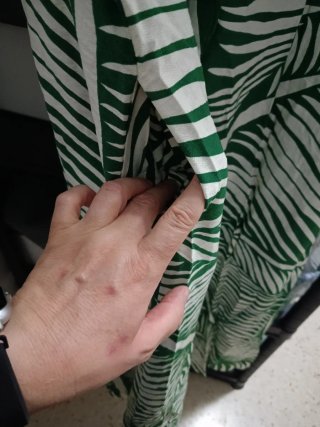 Vestido Otoñal Estampado Hojas Verde Blanco