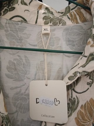 Vestido Otoñal Estampado Hojas Verde Blanco