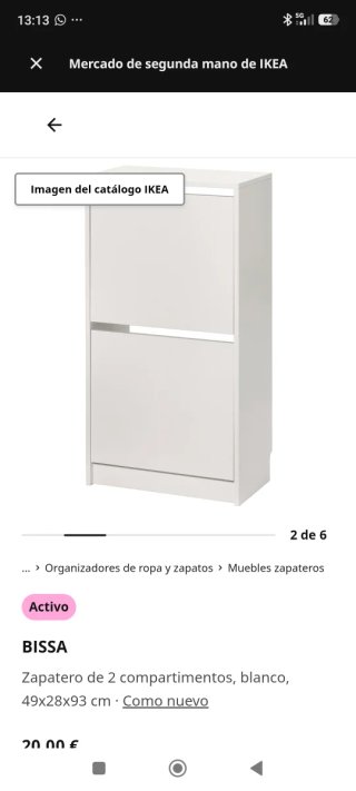 Zapatero 2 compartimentos Blanco