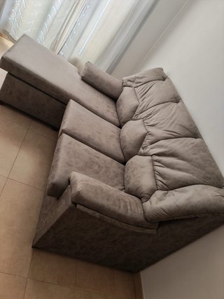 Sofá de 3 plazas tela beige/gris