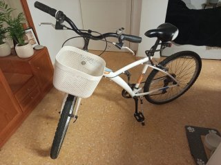 Bicicleta blanca con cesta