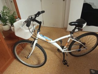 Bicicleta blanca con cesta