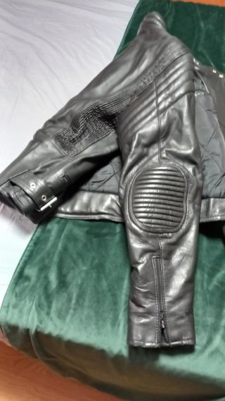 Chaqueta Motera Cuero Negra Talla L