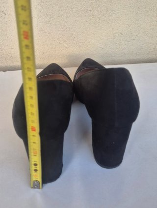 Décolleté scamosciate nere tacco largo n.39