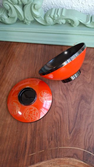 Cuenco Sopa Japonés Antiguo Naranja