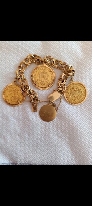 PULSERA ORO 18 K CON MONEDAS DE 22 K (61 g)