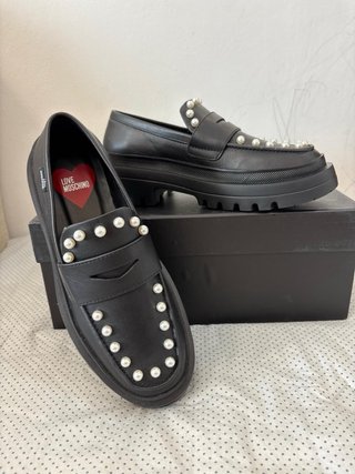 Mocassini Love Moschino Pelle Nera Tg 36