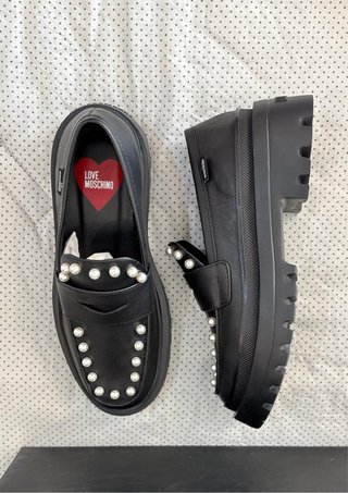 Mocassini Love Moschino Pelle Nera Tg 36