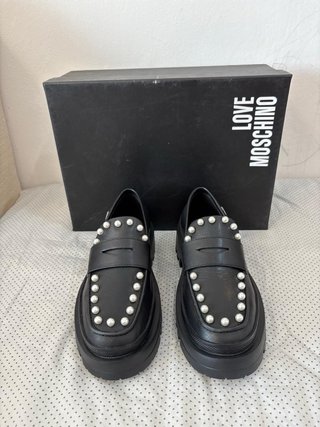 Mocassini Love Moschino Pelle Nera Tg 36