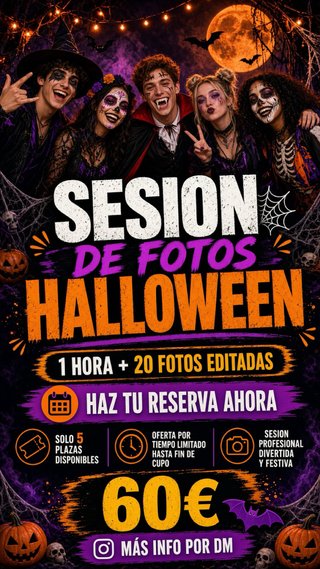 Sesión de Fotos Halloween 1h + 60€