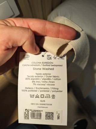 Colcha Edredón 150cm Algodón Lino Beige Gris