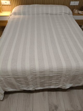Colcha Edredón 150cm Algodón Lino Beige Gris