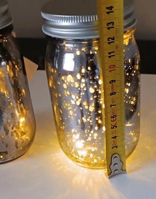 2 Frascos Vidrio Mercurizado con Luces LED platead