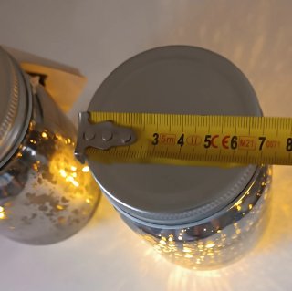 2 Frascos Vidrio Mercurizado con Luces LED platead