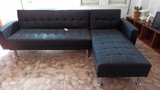 Sofá Chaise Longue Capitoné Negro